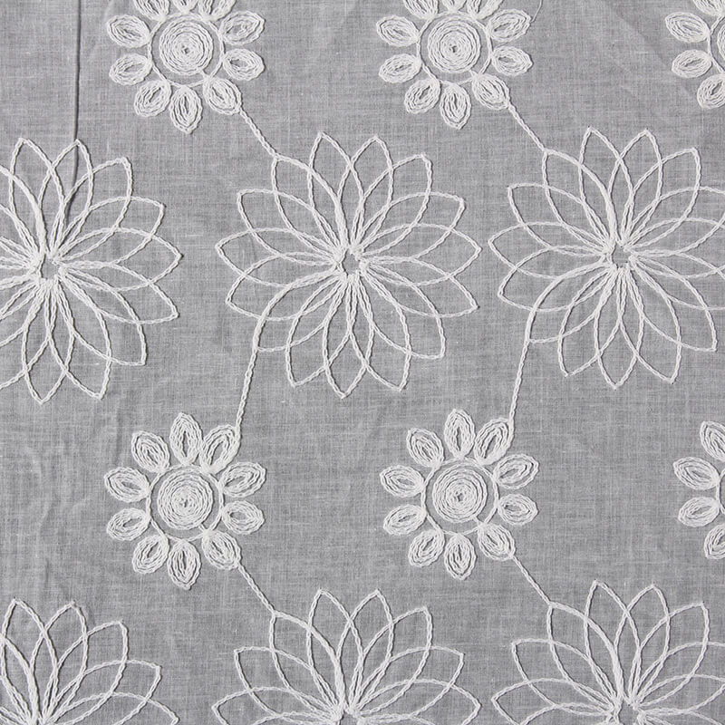 Chenille Dress White 100% Cotton Embroidered Fabric for Women's Wear W 9